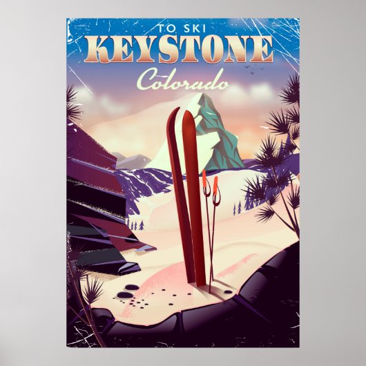 Keystone, Colorado Ski vintage stijl poster. Poster (Voorkant)