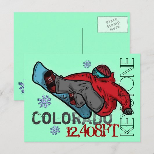 Keystone Colorado snowboarder elevatie briefkaart (Voorkant / Achterkant)