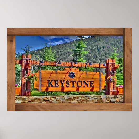 Keystone Colorado wooden sign poster print (Voorkant)