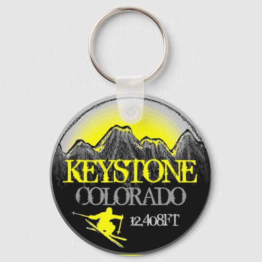 Keystone Colorado yellow ski art sleutelhanger (Voorkant)