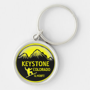 Keystone Colorado yellow snowboard art sleutelhang Sleutelhanger