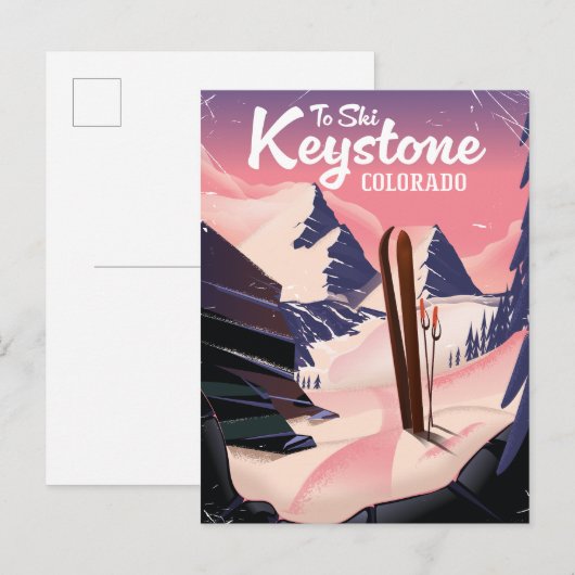 Keystone om te skiën aankondigingskaart (Voorkant / Achterkant)