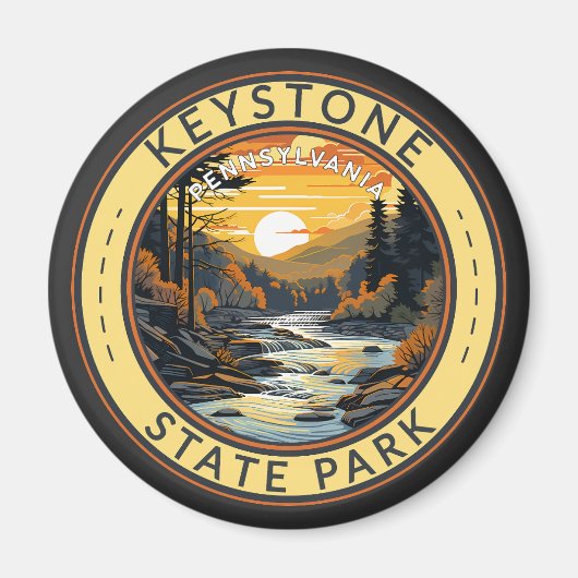 Keystone State Park Pennsylvania Travel Art Badge Magneet (Voorkant)