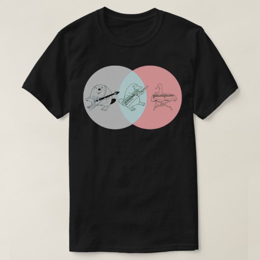 Keytar Platypus Venn Diagram Gray Blue Pink T-shirt (Design voorkant)