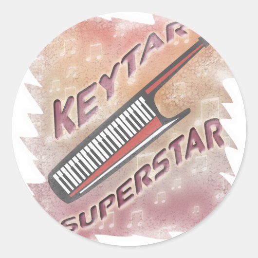 Keytar Superstar Ronde Sticker (Voorkant)
