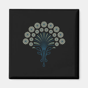 Kf 0358 E -  Retro Daisies 70s Bloemenpaté Magneet