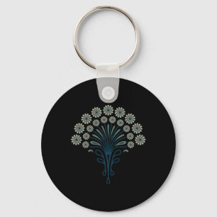 Kf 0358 E -  Retro Daisies 70s Bloemenpaté Sleutelhanger