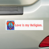 kgb073_450, Love is my Religion. Bumpersticker (Op auto)