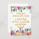 Kgift basisschool voor docenten Kindergarten Bedankkaart (Voorkant / Achterkant)