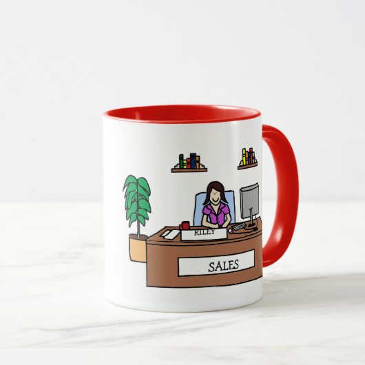 Kgift verkoopteam - aanpasbare cartoon mok (Voorkant rechts)