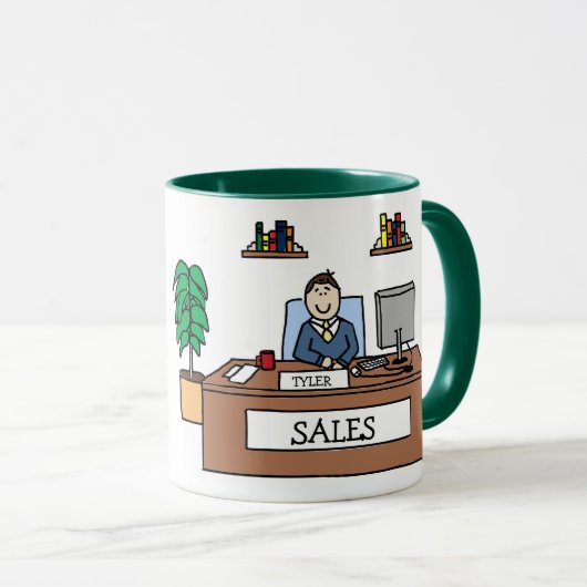 Kgift verkoopteam - persoonlijke cartoon mok (Voorkant rechts)