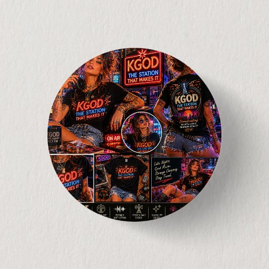 KGOD Radio Late Night  Ronde Button 3,2 Cm (Voorkant)