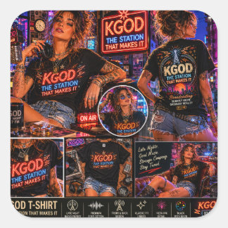 KGOD Radio Late Night Vierkante Sticker
