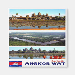 KH - Cambodja - Angkor Wat - Mosaic - Collage Magneet