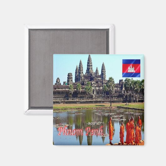 KH - Cambodja - Siem Reap - Uitzicht van Angkor Wa Magneet (Voorkant / Achterkant)