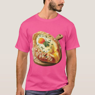 Khachapuri Georgian Cheese and Egg Bread On A Wood T-shirt