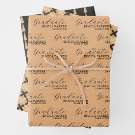 Khaki Afstuderen kalligrafie typografie script Inpakpapier Vel