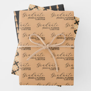 Khaki Afstuderen kalligrafie typografie script Inpakpapier Vel