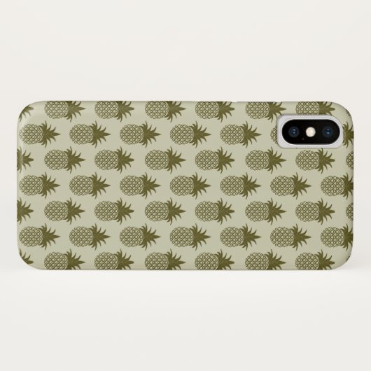 Khaki Ananas Patroon Case-Mate iPhone Case (Achterkant (horizontaal))