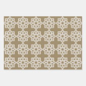 Khaki Arabesque Geometric Pattern Inpakpapier Vel (Voorkant 2)