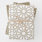 Khaki Arabesque Pattern Gift Wrapping Paper (In situ)