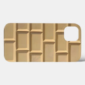 Khaki Baksteen Design iPhone Hoesje Stijlvol en Ro (Achterkant (horizontaal))
