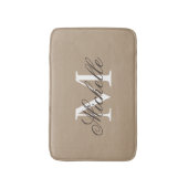Khaki beige badmat met elegante naam monogram (Voorkant Verticaal)
