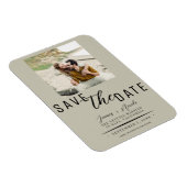 Khaki Beige Bewaar de datum Foto Bruiloft Magneet (Rechterzijde)