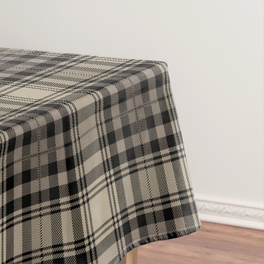 Khaki Beige Black Tartan Patroon Tafelkleed (Voorbeeld)