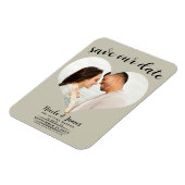 Khaki Beige Hart Foto Bruiloft Save the Date Magneet (Linkerzijde)