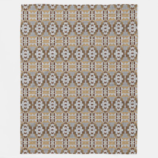 Khaki Beige Taupe Dark Brown Tribal Pattern Fleece Deken (Voorkant)