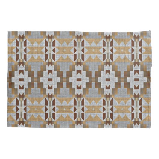 Khaki Beige Taupe Dark Brown Tribal Pattern Kussensloop (Achterkant-Links)