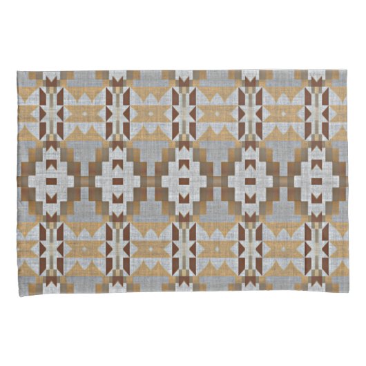 Khaki Beige Taupe Dark Brown Tribal Pattern Kussensloop (Voorkant-Rechts)