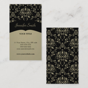 Khaki/Black Damask Elegant visitekaartje