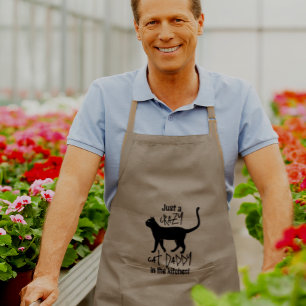 Khaki Black Gepersonaliseerde Crazy Cat Daddy Lang Schort