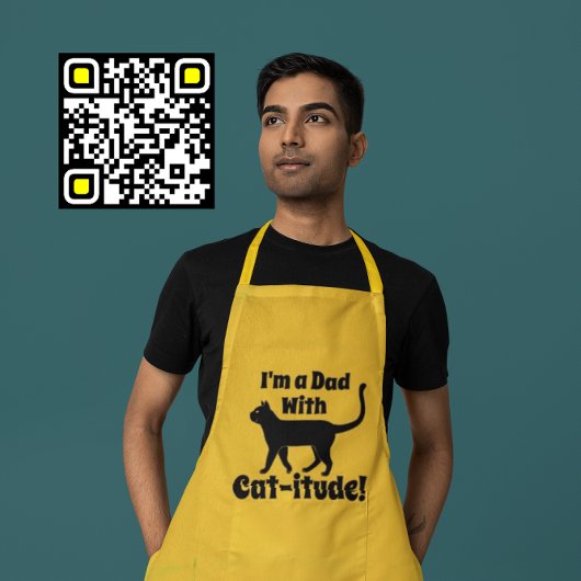 Khaki Black Gepersonaliseerde Crazy Cat Daddy Lang Schort