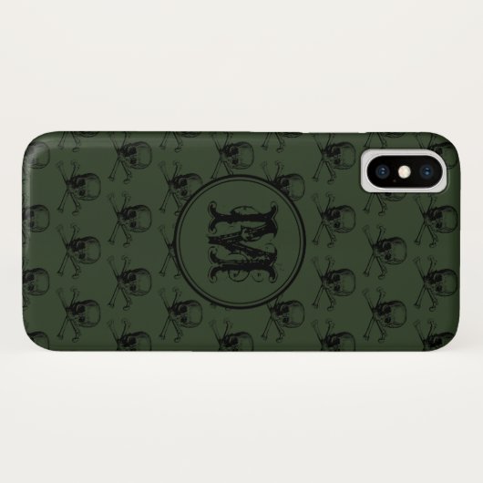 Khaki Black Skull Halloween gepersonaliseerd monog Case-Mate iPhone Case (Achterkant (horizontaal))