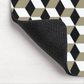 Khaki Black & White 3D Cubes Pattern Muismat (Hoek)