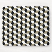 Khaki Black & White 3D Cubes Pattern Muismat (Voorkant)