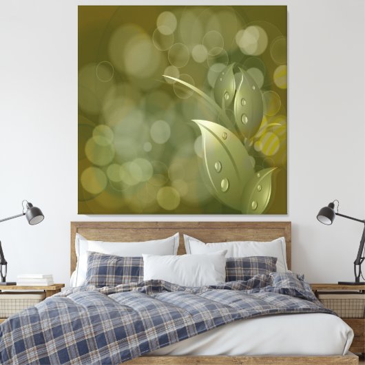 Khaki Bokeh laat omwikkeld doek achter Canvas Afdruk (Insitu (Slaapkamer))