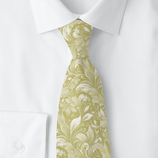 Khaki Botanische Batik Stropdas
