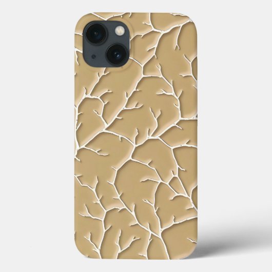 Khaki Branch Pattern iPhone Case with Texture (Achterkant)