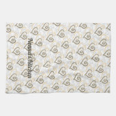 Khaki Brown Linked Heart Art Custom Theedoek (Horizontaal)