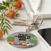 Khaki Brown Wild One Safari Animals gepersonalisee Sleutelhanger (Zijkant)