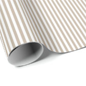 Khaki Bruin & Witte Strepen Cadeaupapier (Rol Hoek)