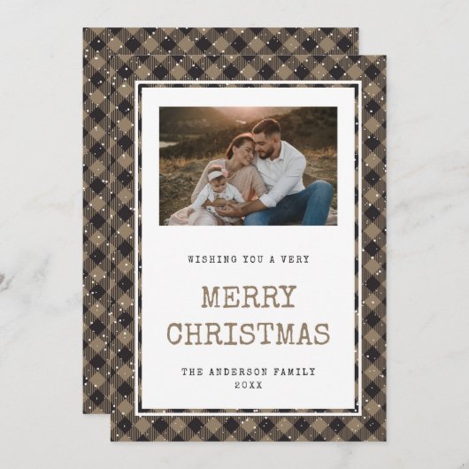  Khaki Buffalo met kerstkaarten Feestdagenkaart (Voorkant / Achterkant)