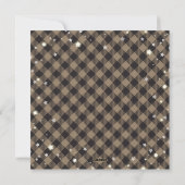 Khaki Buffalo Plaid Sterren Holly Berries Business Feestdagenkaart (Achterkant)