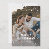 Khaki Buffalo Pset Snow Stars FotoKerstmis Feestdagenkaart (Voorkant)