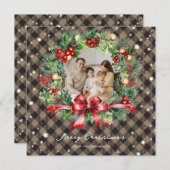 Khaki Buffalo Pset Wreath Stars Feestdagenkaart (Voorkant / Achterkant)