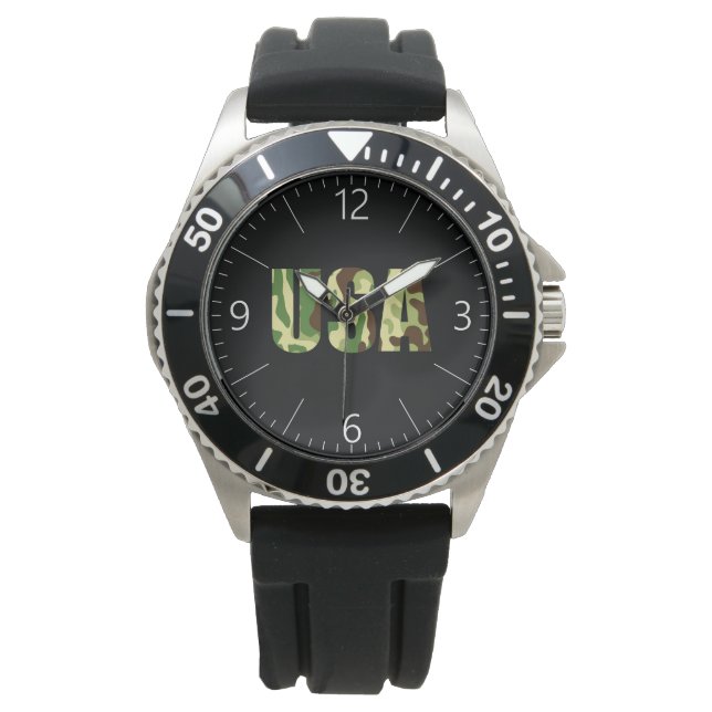 Khaki camouflage-teken van de VS Horloge (Voorkant)